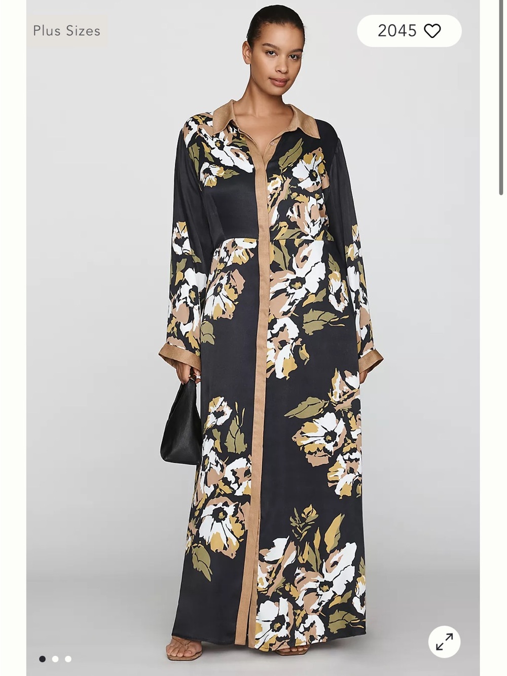 Anthropologie BI-nk Printed Buttondown
Shirtdress XS Petite Black Floral Maxi